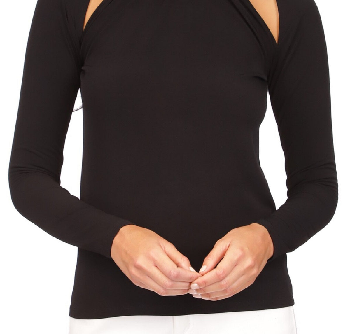 Michael Kors Women's Chain Neck Cut Out Top Black Size Large