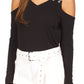 Michael Kors Women's Chain Cold Shoulder Top Black Size X-Small