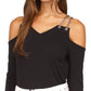 Michael Kors Women's Chain Cold Shoulder Top Black Size X-Small