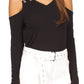 Michael Kors Women's Chain Cold Shoulder Top Black Size Small