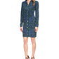 Michael Kors Women's Zebra Print Ruched Mini Dress Blue Size Small