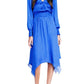 Michael Kors Women's Fractal Zebra Handkerchief Hem Dress Blue Size Large