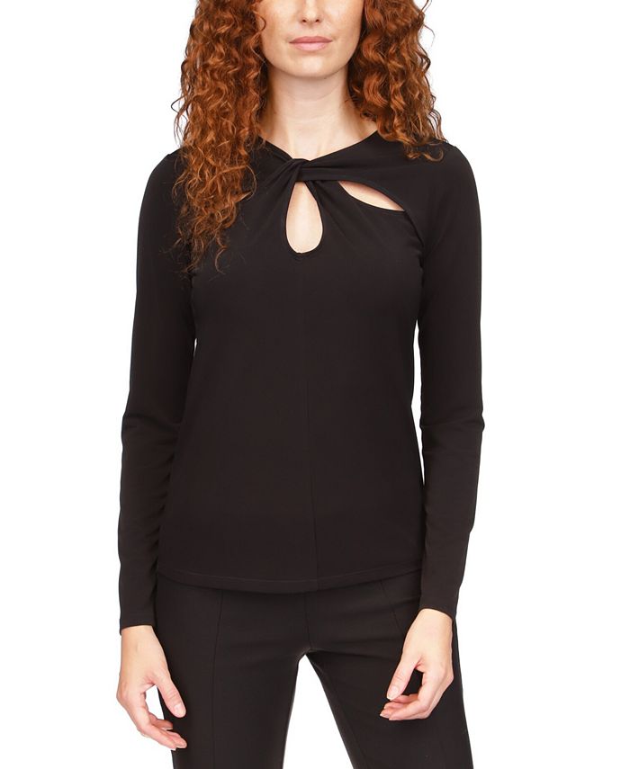 Michael Kors Women's Twist Keyhole Top Black Size 2 Petite