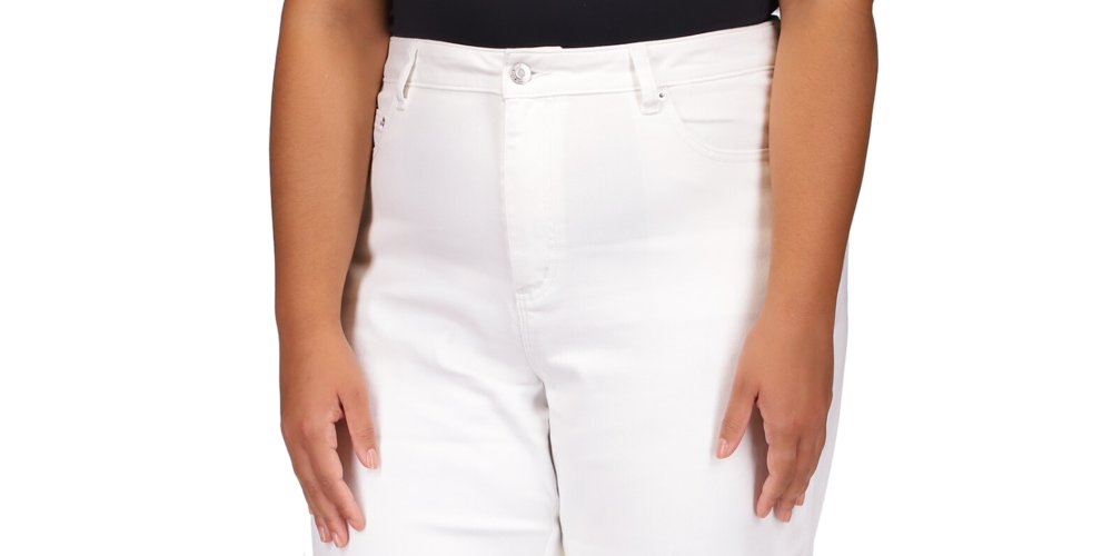 Michael Kors Women's Selma Button Hem Jeans White Size 14W
