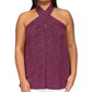 Michael Kors Women's Animal Print Halter Neck Sleeveless Top Purple Size 1X