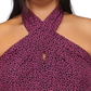 Michael Kors Women's Animal Print Halter Neck Sleeveless Top Purple Size 1X