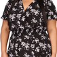 Michael Kors Women's Botanical Short Sleeve Wrap Dress Black