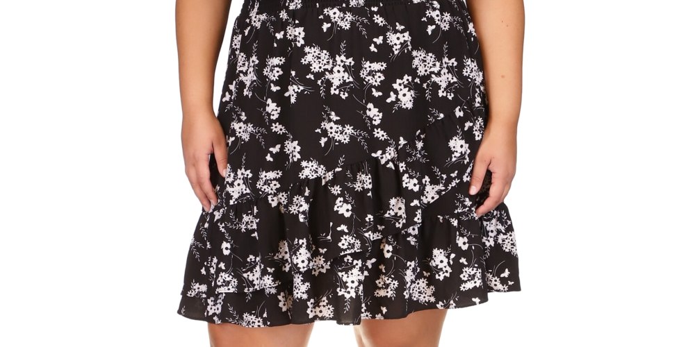 Michael Kors Women's Botanical Short Sleeve Wrap Dress Black
