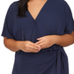 Michael Kors Women's Short Sleeve Faux Wrap Dress Blue Size 2X