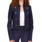 Michael Kors Women's Unlined Pocketed Button Detail Military Jacket Blue Size Small