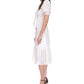 Michael Kors Women's Textured Pinstripe Tie Front Dress White Size Petite Large