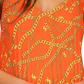 Michael Kors Women's Chain Print Pleated Tank Top Orange Size X-Small
