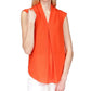 Michael Kors Women's Pinstripe Crepe Pleated Top Orange Size X-Small