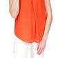 Michael Kors Women's Pinstripe Crepe Pleated Top Orange Size X-Small