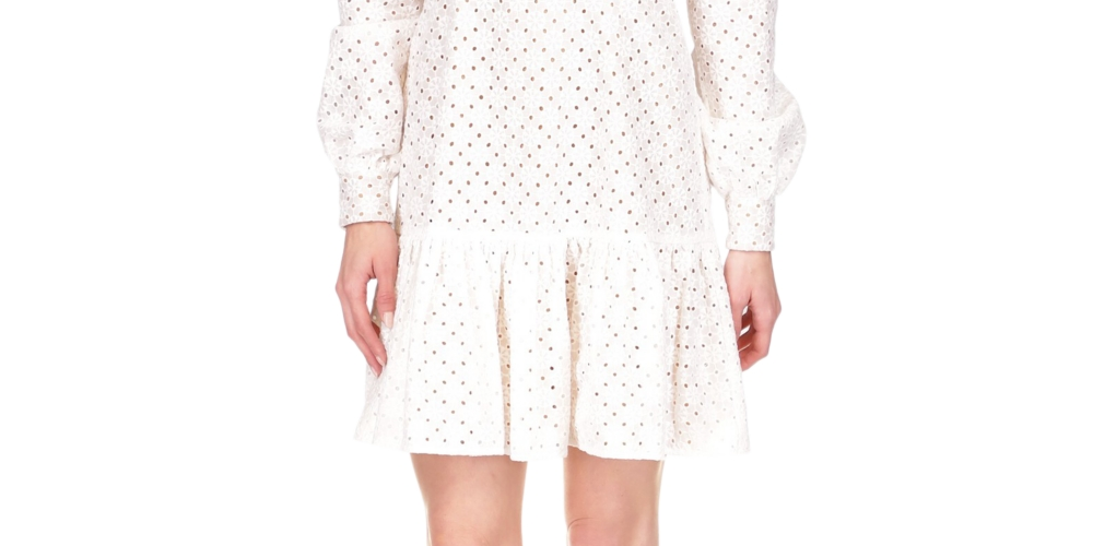 Michael Kors Women's Geo Eyelet Dress White Size 8