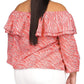 Michael Kors Women's Zebra Print Ruffled Peasant Top Pink