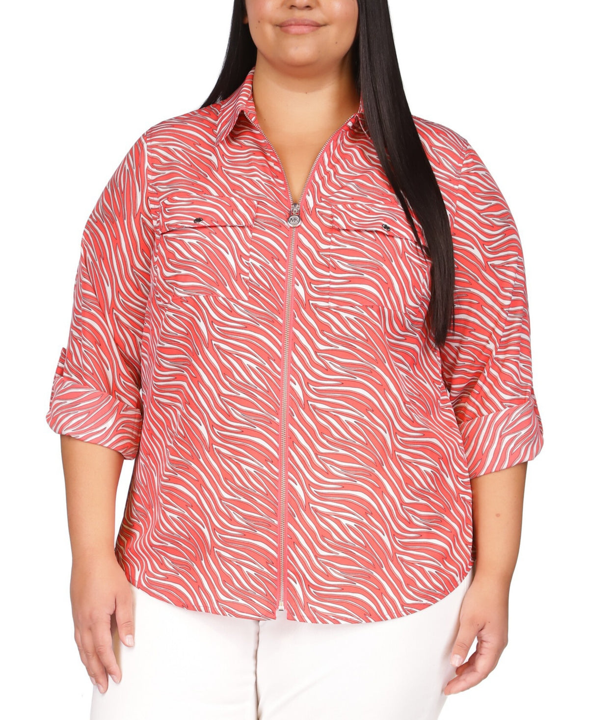 Michael Kors Women's Zebra Print Shirt Pink Size 3X