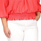 Michael Kors Women's Smocked Long Sleeve Blouson Top Pink Size 3X
