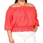 Michael Kors Women's Smocked Long Sleeve Blouson Top Pink Size 3X