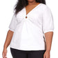 Michael Kors Women's Cotton Poplin 3/4 Sleeve Top White Size 2X
