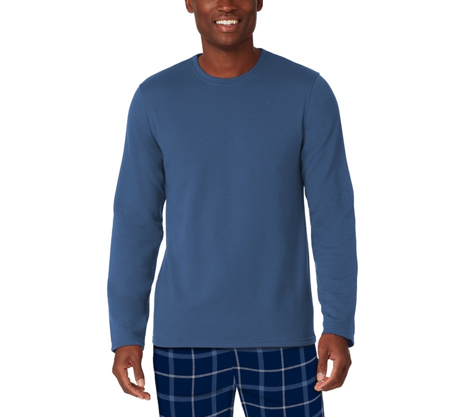 Cuddl Duds Men's Cozy Lodge 2 Pc Sweatshirt & Plaid Pajama Pants Set Blue Size X-Large