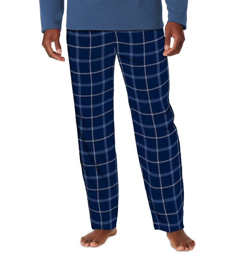 Cuddl Duds Men's Cozy Lodge 2 Pc Sweatshirt & Plaid Pajama Pants Set Blue Size X-Large
