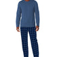 Cuddl Duds Men's Cozy Lodge 2 Pc Sweatshirt & Plaid Pajama Pants Set Blue Size X-Large