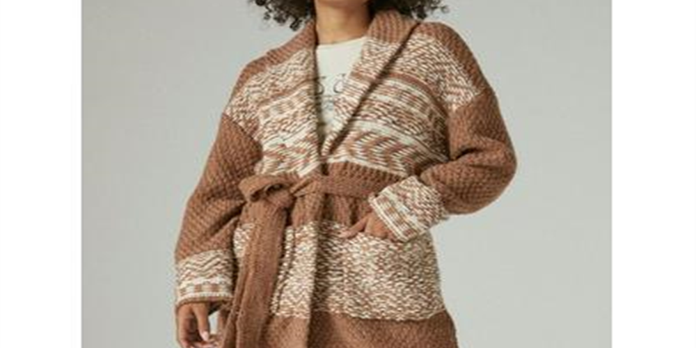 Lucky Brand Women's Fair Isle Sweater Coatigan Brown Size XL
