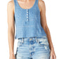 Lucky Brand Women's Waffle Henley Tank Blue