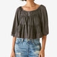 Lucky Brand Women's Tiered Cotton Top Black Size X-Large