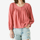 Lucky Brand Women's Embroidered Button Front Cotton Peasant Blouse Pink Size XX-Large