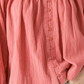 Lucky Brand Women's Embroidered Button Front Cotton Peasant Blouse Pink Size XX-Large