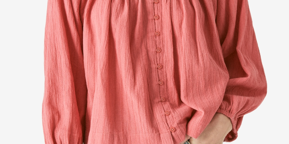 Lucky Brand Women's Embroidered Button Front Cotton Peasant Blouse Pink Size XX-Large