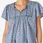 Lucky Brand Women's Pintuck Ladder Stitch Top Blue Size Medium