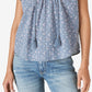 Lucky Brand Women's Pintuck Ladder Stitch Top Blue Size Medium