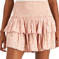Lucky Brand Women's Floral Print Tiered Mini Skirt Pink Size Small