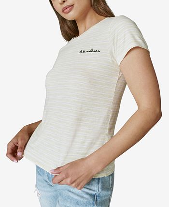 Lucky Brand Women's Stripe Cotton Baby Tee Pink Size X-Large