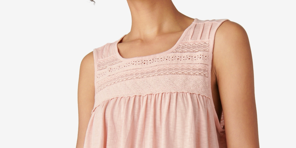 Lucky Brand Women's Lace Trim Tank Pink Size X-Large