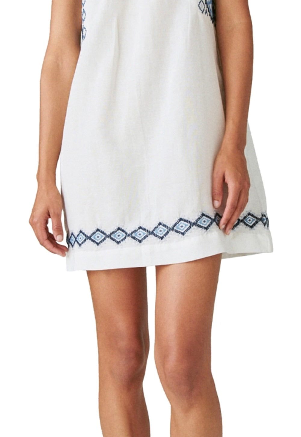 Lucky Brand Women's Embroidered Cotton & Linen Shift Minidress White Size X-Small