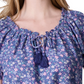 Lucky Brand Women's Printed Short Sleeve Peasant Top Blue Size Medium