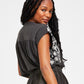 Lucky Brand Women's Embroidered Peasant Tee Black
