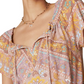 Lucky Brand Women's Cotton Printed Peasant Bubble Top Beige Size Medium