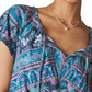 Lucky Brand Women's Cotton Printed Peasant Bubble Top Blue Size XX-Large