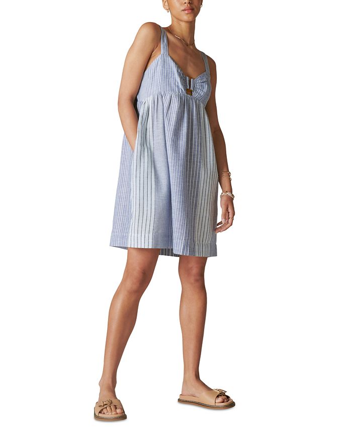 Lucky Brand Women's Sleeveless Cutout Babydoll Dress Blue Size X-Large
