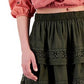 Lucky Brand Women's Cotton Schiffly Embroidered Mini Skirt Black Size Large