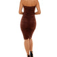 Almost Famous Junior's Ruched Bodycon Dress Brown Size Small