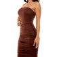 Almost Famous Junior's Ruched Bodycon Dress Brown Size Small