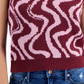 Crave Fame Junior's Retro Printed V neck Sweater Vest Red Size Small
