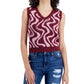 Crave Fame Junior's Retro Printed V neck Sweater Vest Red Size Large