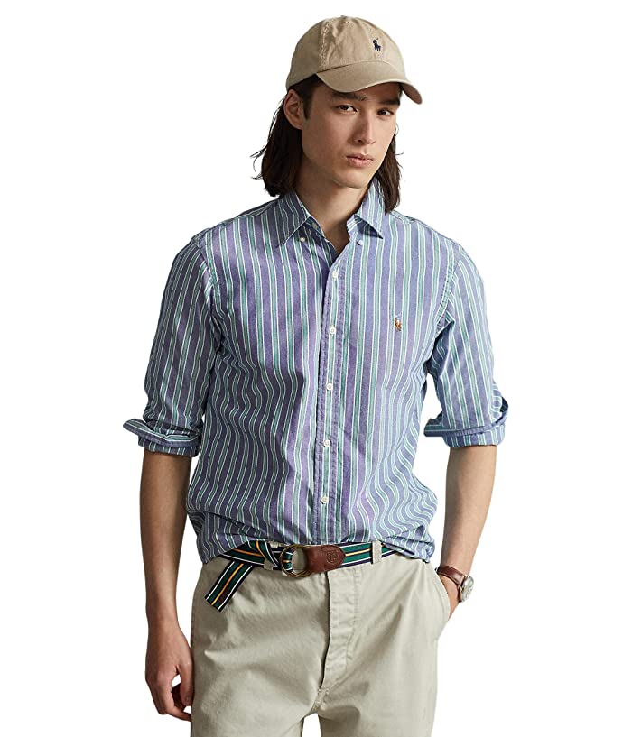 Ralph Lauren Men's Classic Fit Striped Oxford Shirt Blue Size X-Large